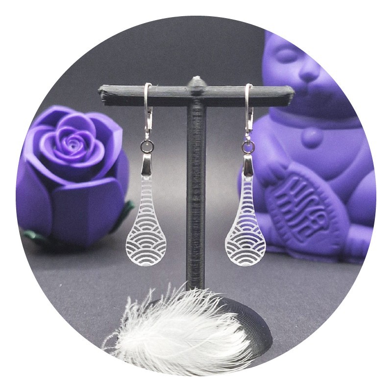 Seigaiha "Teardrop" Acrylic Earrings