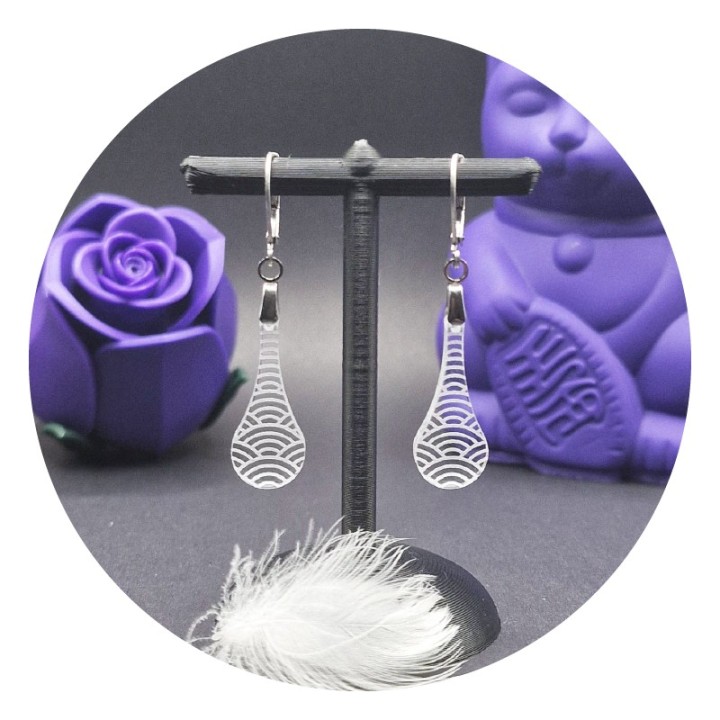 Seigaiha "Teardrop" Acrylic Earrings