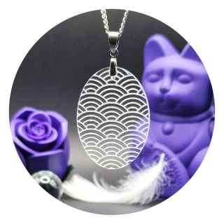 Seigaiha Oval Acrylic Pendant