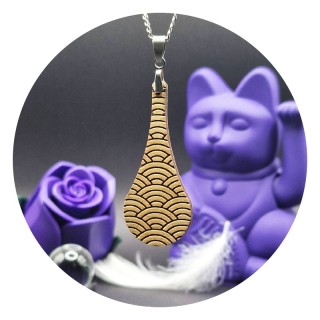 Seigaiha "Teardrop" Wooden Pendant