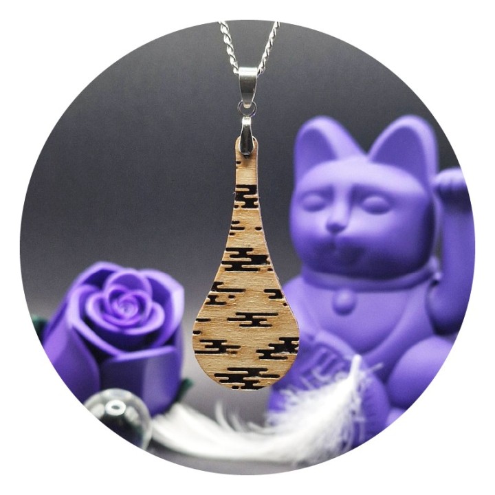 Pendentif Kumo "Larme" Bois