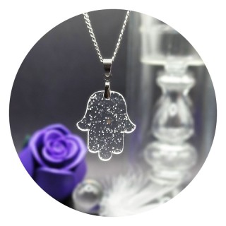 Hamsa Acrylic Silver or Gold Pendant