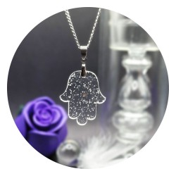Pendentif Hamsa Acrylique Argent ou Or