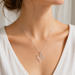 Heart Clear Acrylic Silver or Gold Pendant