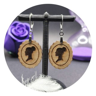 Cameo Wooden Earrings