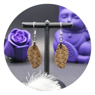 Seigaiha "Leaf" Wooden Earrings