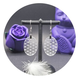 Asanoha Oval Acrylic Earrings