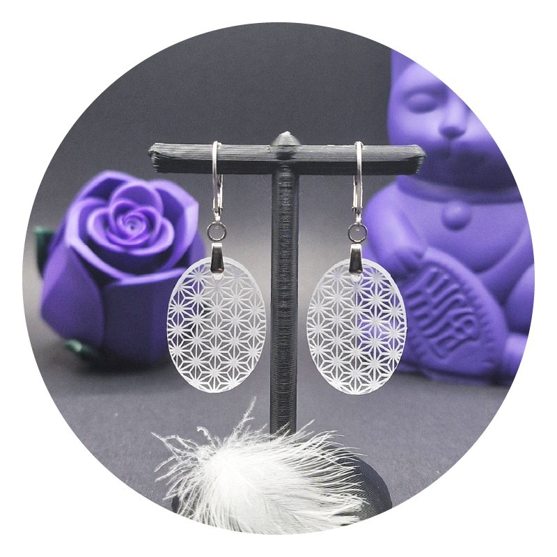 Boucles d'oreilles Asanoha Ovales Acrylique