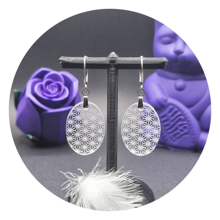 Asanoha Oval Acrylic Earrings
