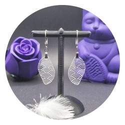 Boucles d'oreilles Seigaiha "Feuilles" Acrylique