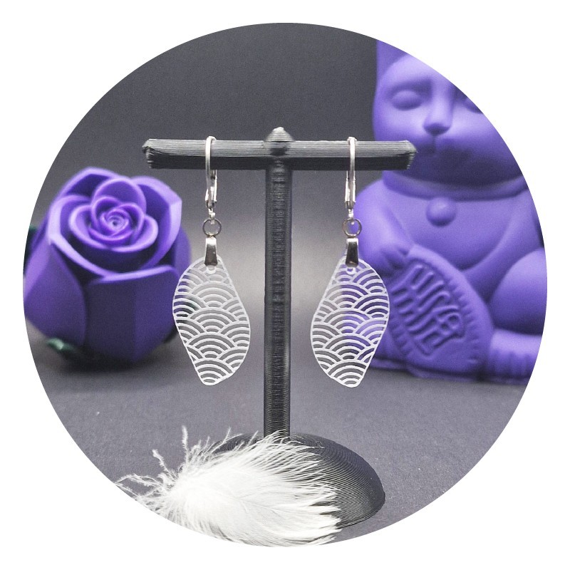 Boucles d'oreilles Seigaiha "Feuilles" Acrylique