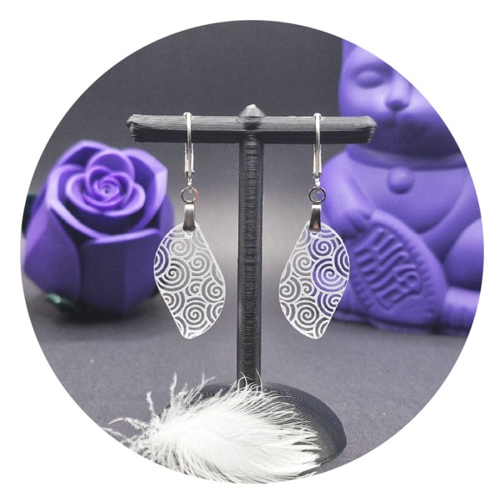 Spirals "Leaf" Wooden Earrings
