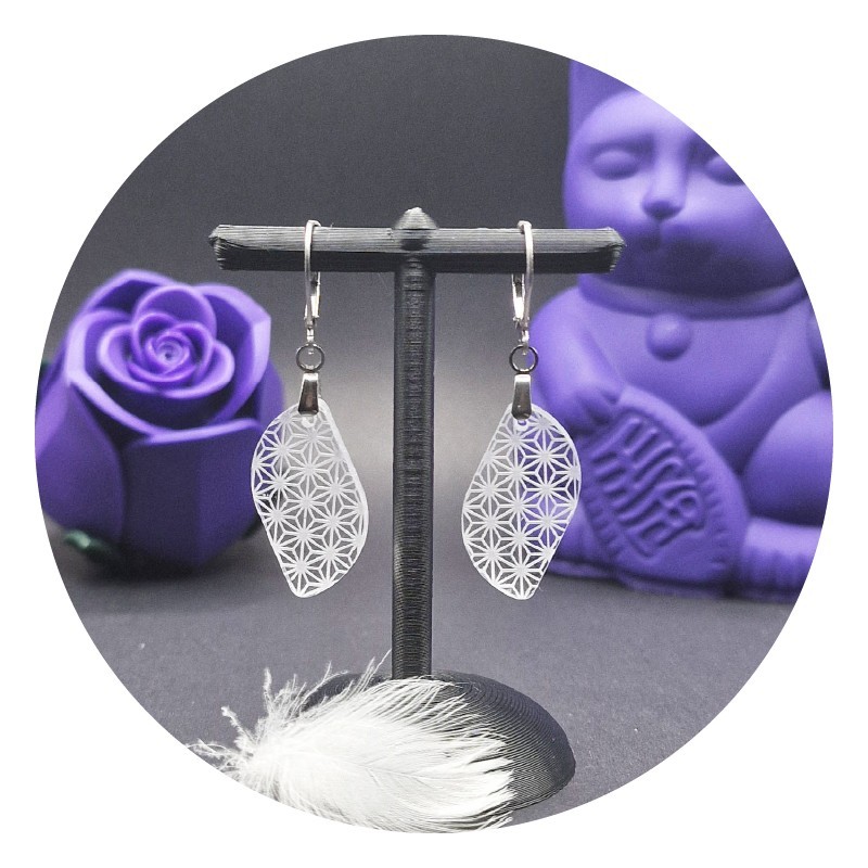 Boucles d'oreilles Asanoha "Feuilles" Acrylique