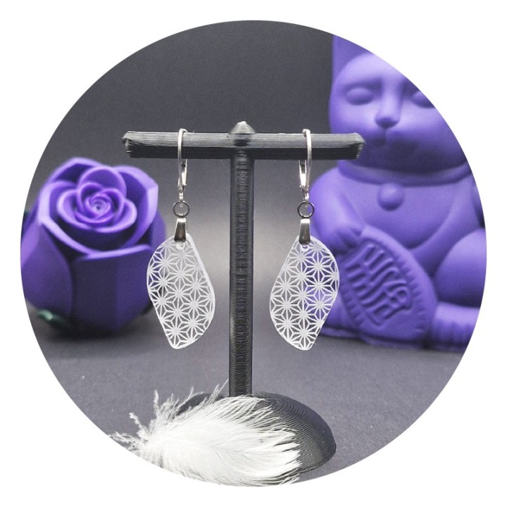 Asanoha "Leaf" Acrylic Earrings