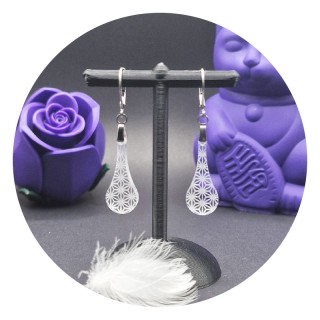 Boucles d'oreilles Asanoha "Larme" Acrylique